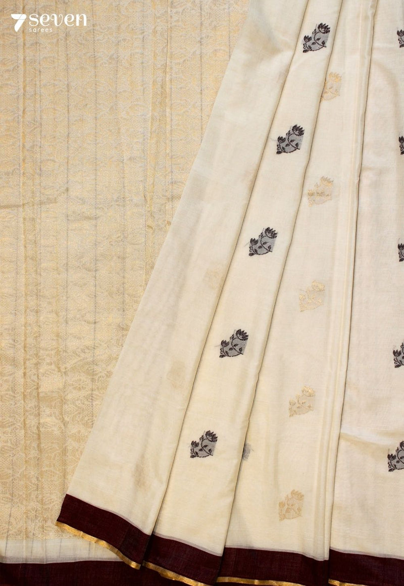 Ritumati Signature Seven Handloom Off-White Bangalore Pure Cotton Saree