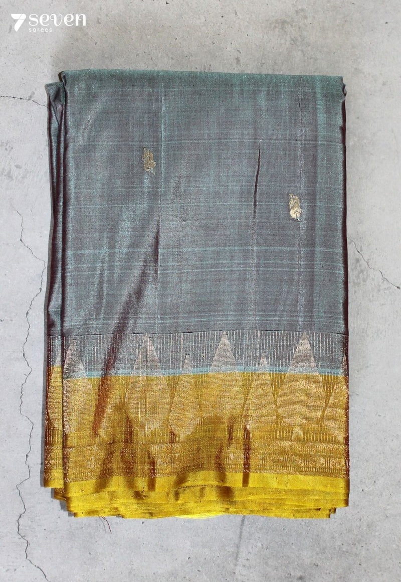 Oorisha Signature Seven Handloom Grey Bangalore Pure Silk Cotton Saree