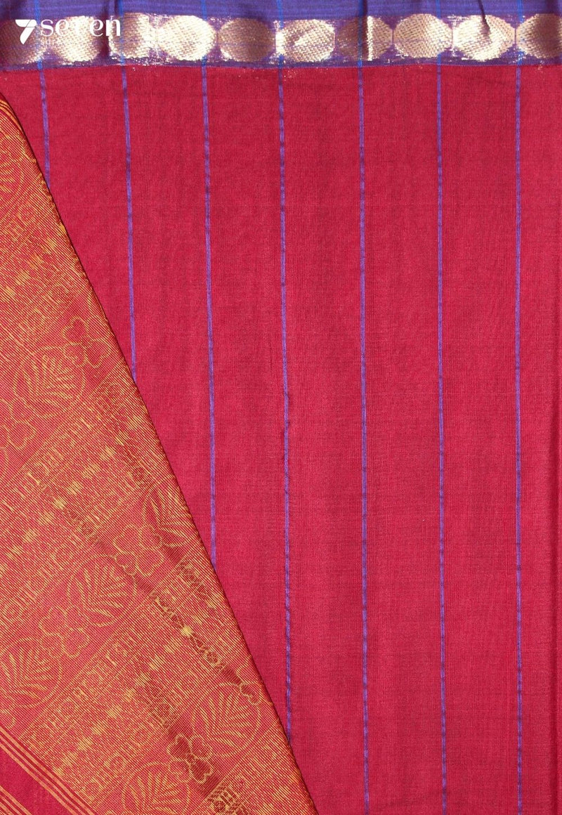 Ojasya Signature Seven Handloom Maroon Bangalore Pure Cotton Saree