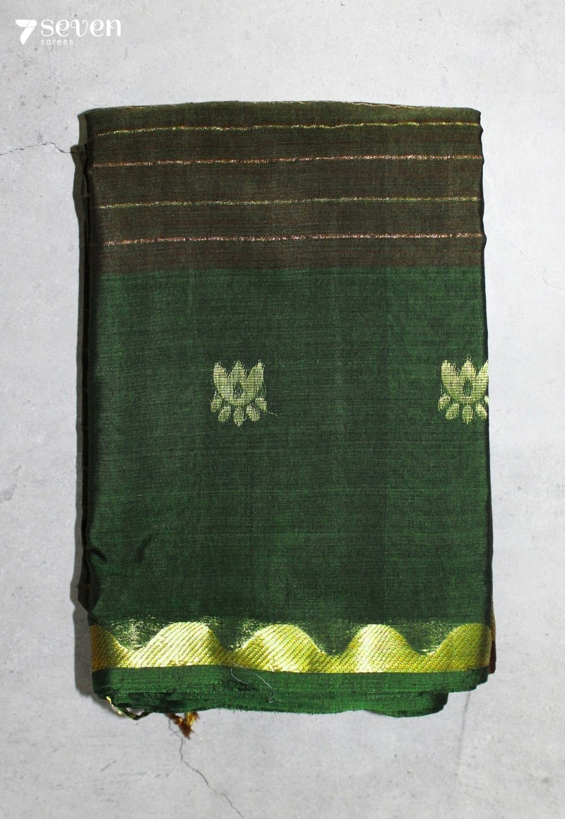 Tuhara Signature Seven Handloom Green Bangalore Pure Cotton Saree