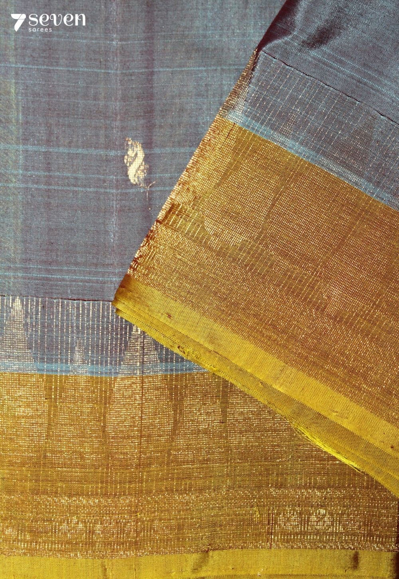 Oorisha Signature Seven Handloom Grey Bangalore Pure Silk Cotton Saree