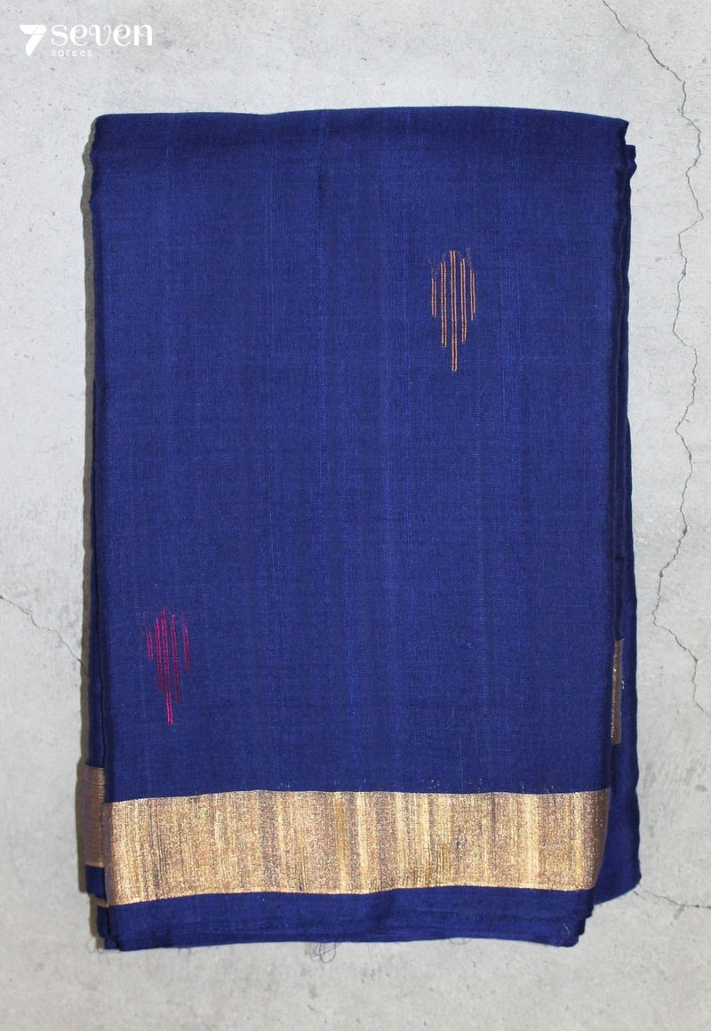 Saanjavi Signature Seven Handloom Blue Bangalore Pure Cotton Saree