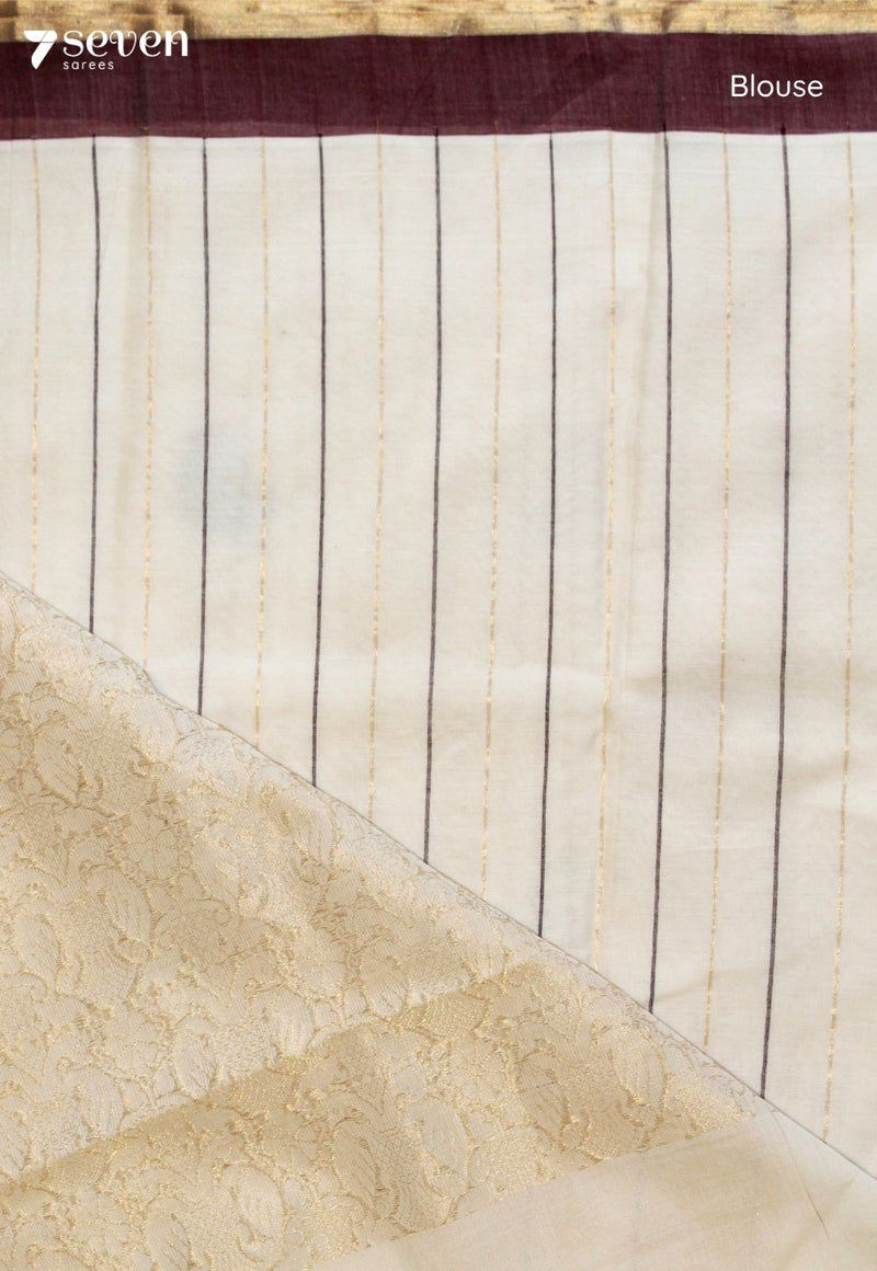 Ritumati Signature Seven Handloom Off-White Bangalore Pure Cotton Saree