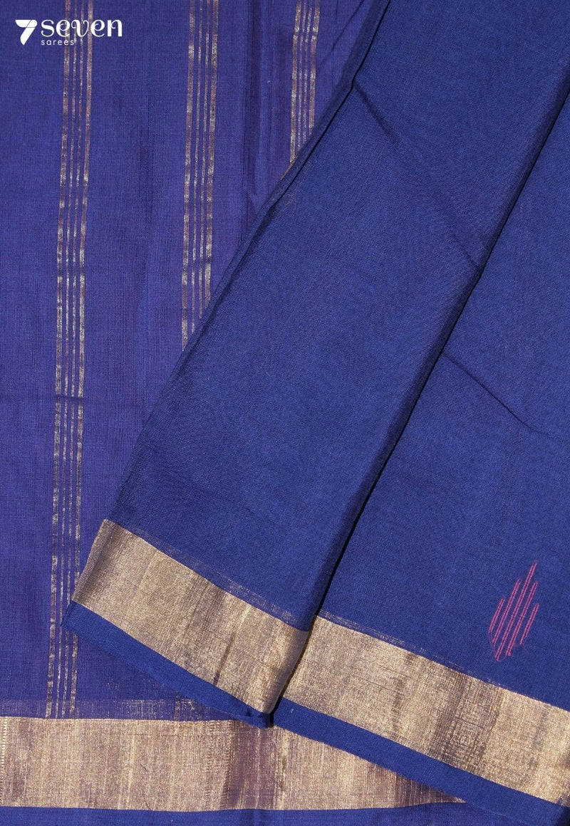 Saanjavi Signature Seven Handloom Blue Bangalore Pure Cotton Saree