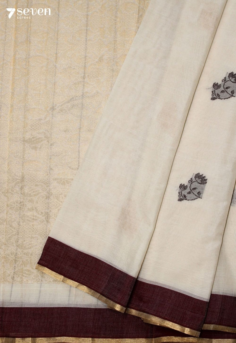 Ritumati Signature Seven Handloom Off-White Bangalore Pure Cotton Saree