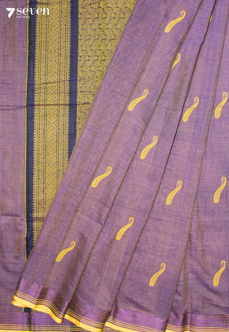 Venmira Signature Seven Handloom Purple Bangalore Pure Cotton Saree