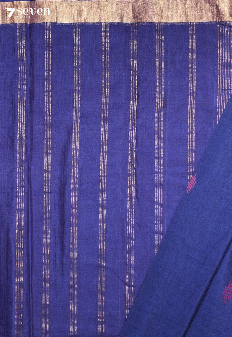 Saanjavi Signature Seven Handloom Blue Bangalore Pure Cotton Saree