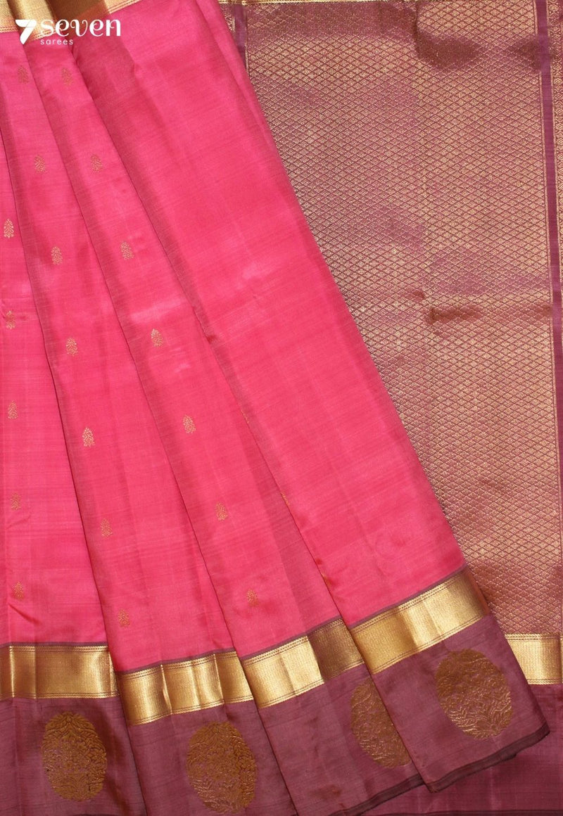 Chayira Signature Seven Handloom Pink Bangalore Pure Silk Saree|Silk Mark Certified