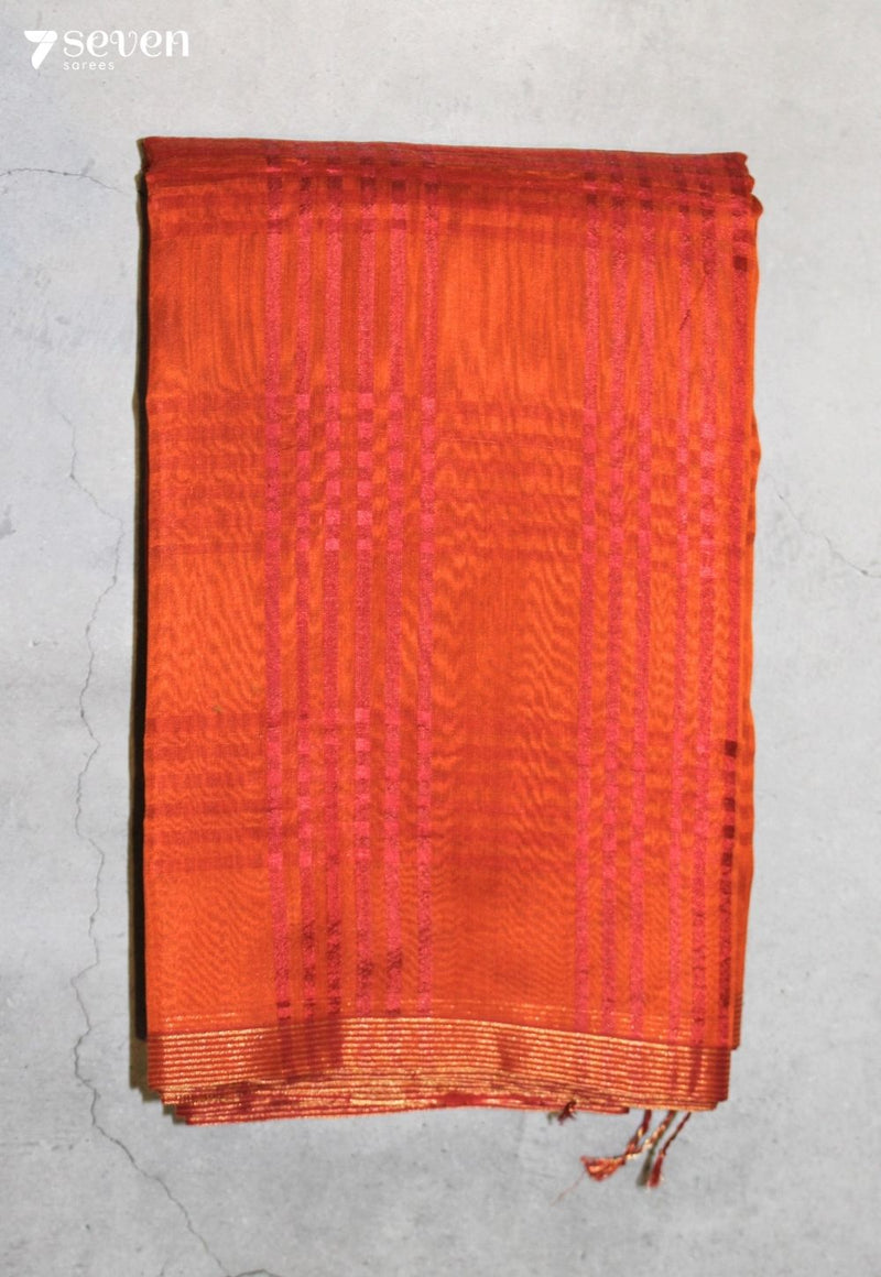 Mihara Maheshwari Handloom Red Silk Cotton Saree