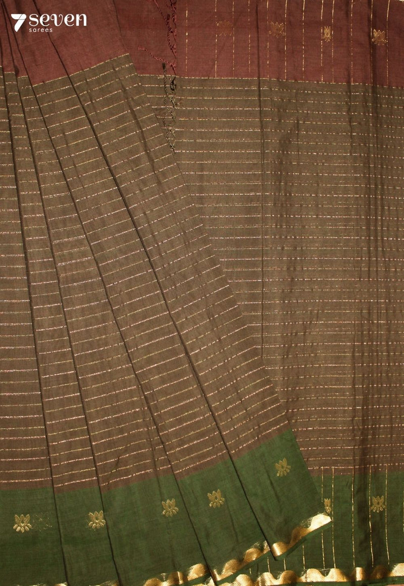 Kanthira Signature Seven Handloom Green Bangalore Pure Cotton Saree
