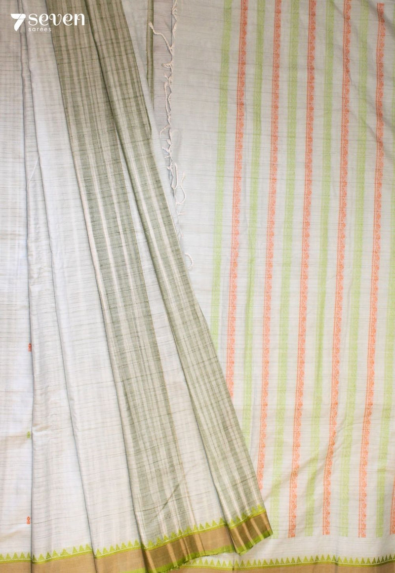 Neshara Signature Seven Handloom Ice Blue Bangalore Pure Cotton Saree