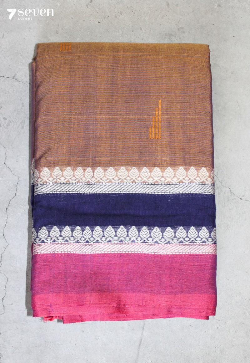 Rithvani Signature Seven Handloom Brown Bangalore Pure Cotton Saree