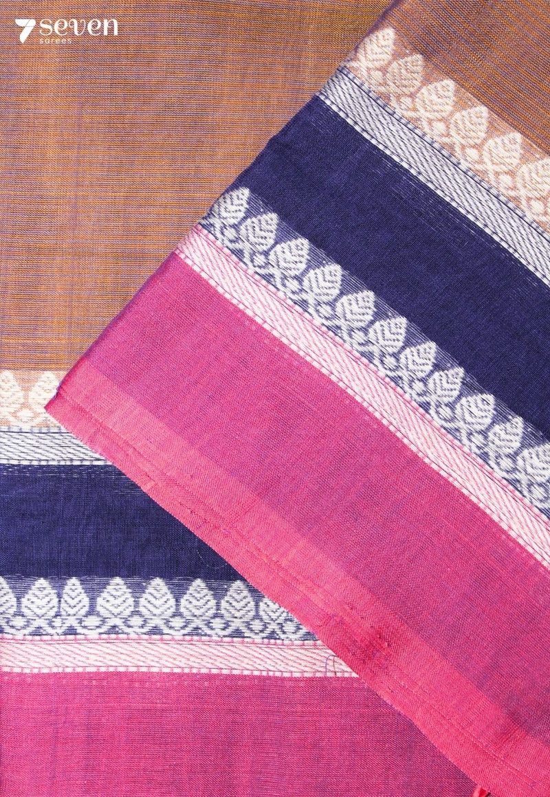 Rithvani Signature Seven Handloom Brown Bangalore Pure Cotton Saree
