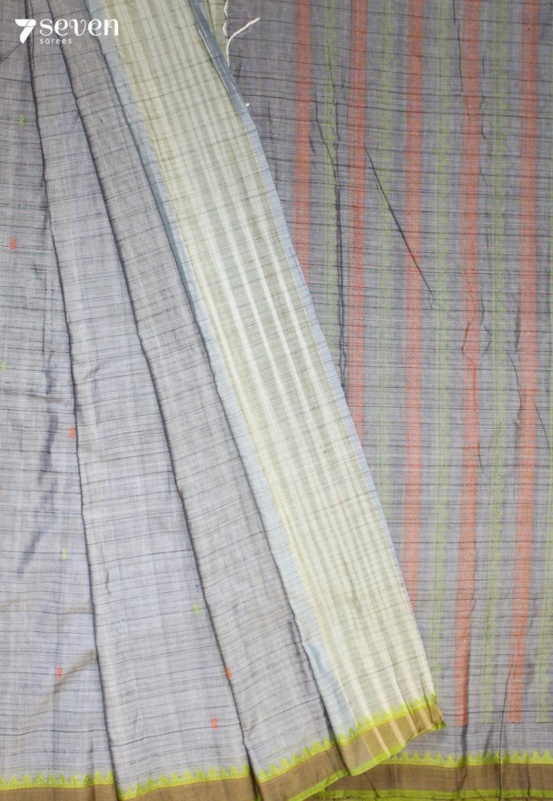 Kovira Signature Seven Handloom Grey Bangalore Pure Cotton Saree