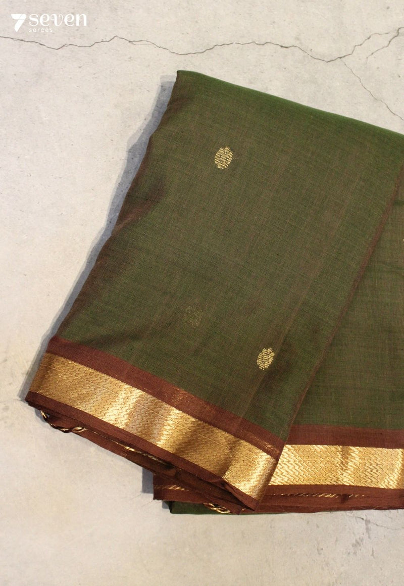 Varnikya Signature Seven Handloom Green Bangalore Pure Cotton Saree