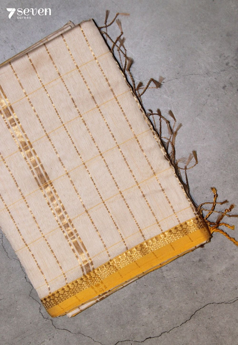 Ilanayaa Maheshwari Handloom Off White Silk Cotton Saree