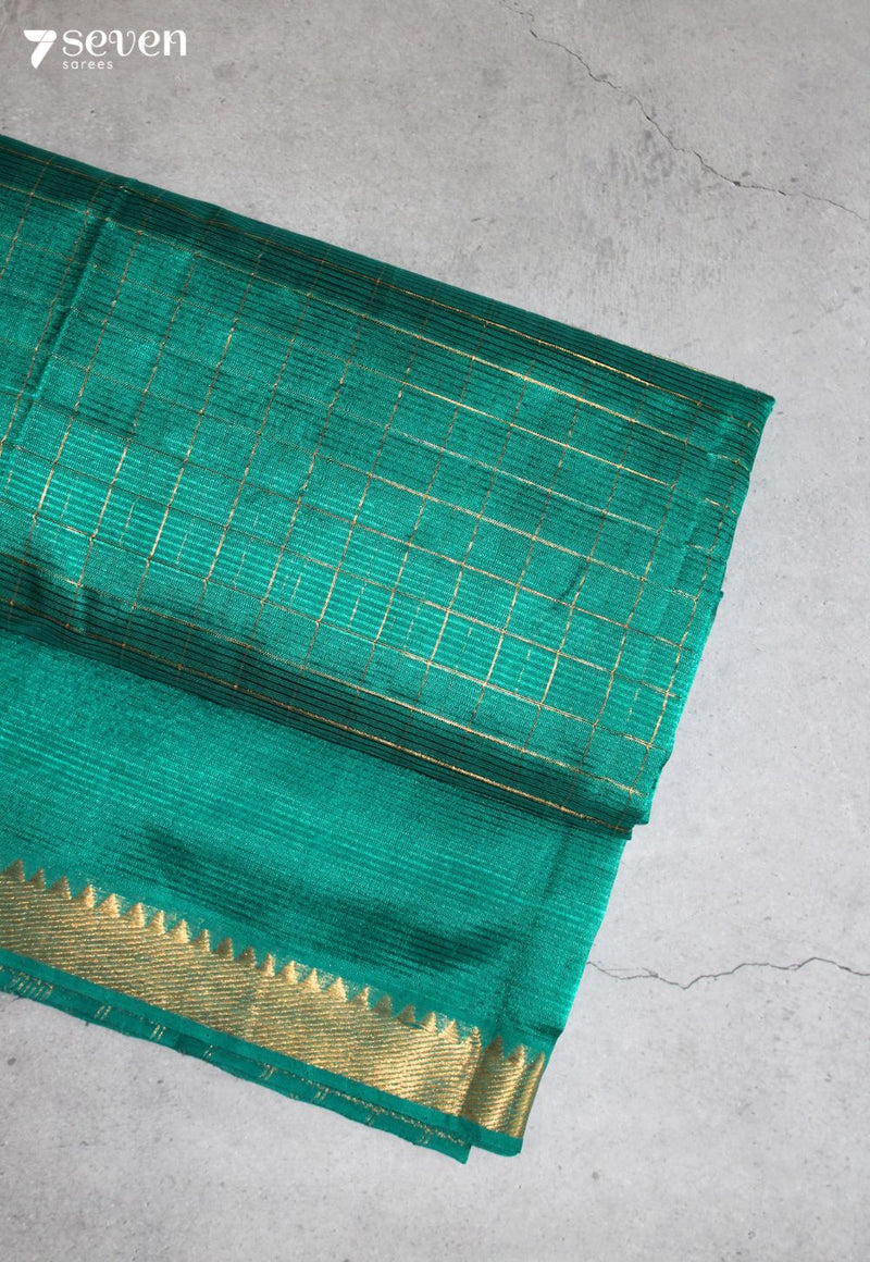 Miranthi Mangalagiri Handloom Blue Silk Cotton Checked Saree
