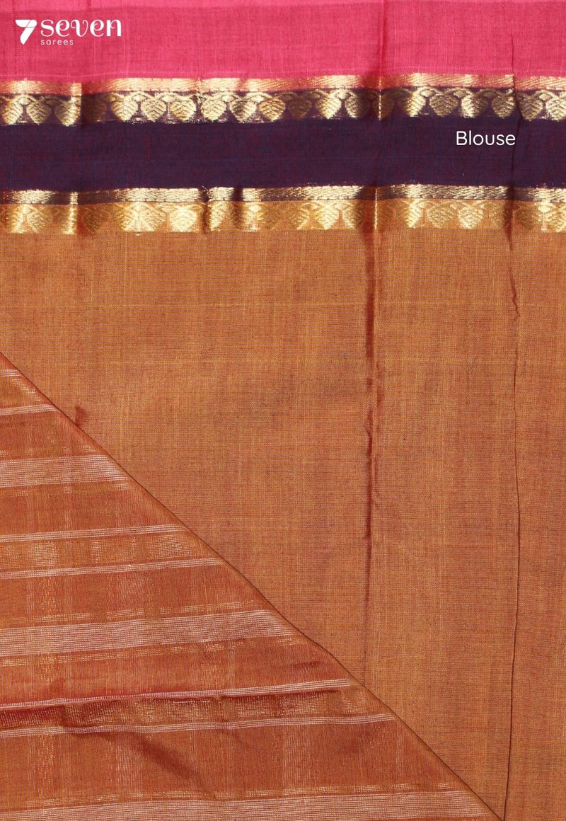 Ojaswini Signature Seven Handloom Orange-Brown Bangalore Pure Cotton Saree
