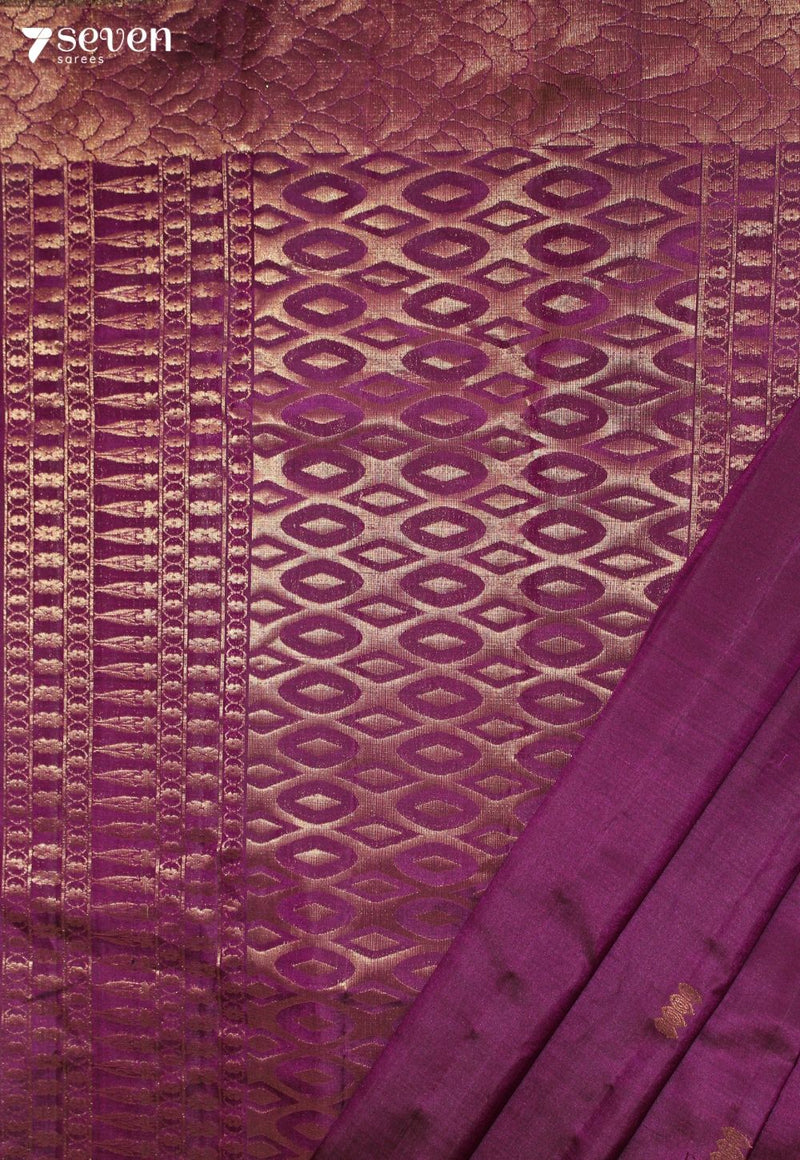 Manjula Signature Seven Handloom Purple Bangalore Pure Silk Saree|Silk Mark Certified