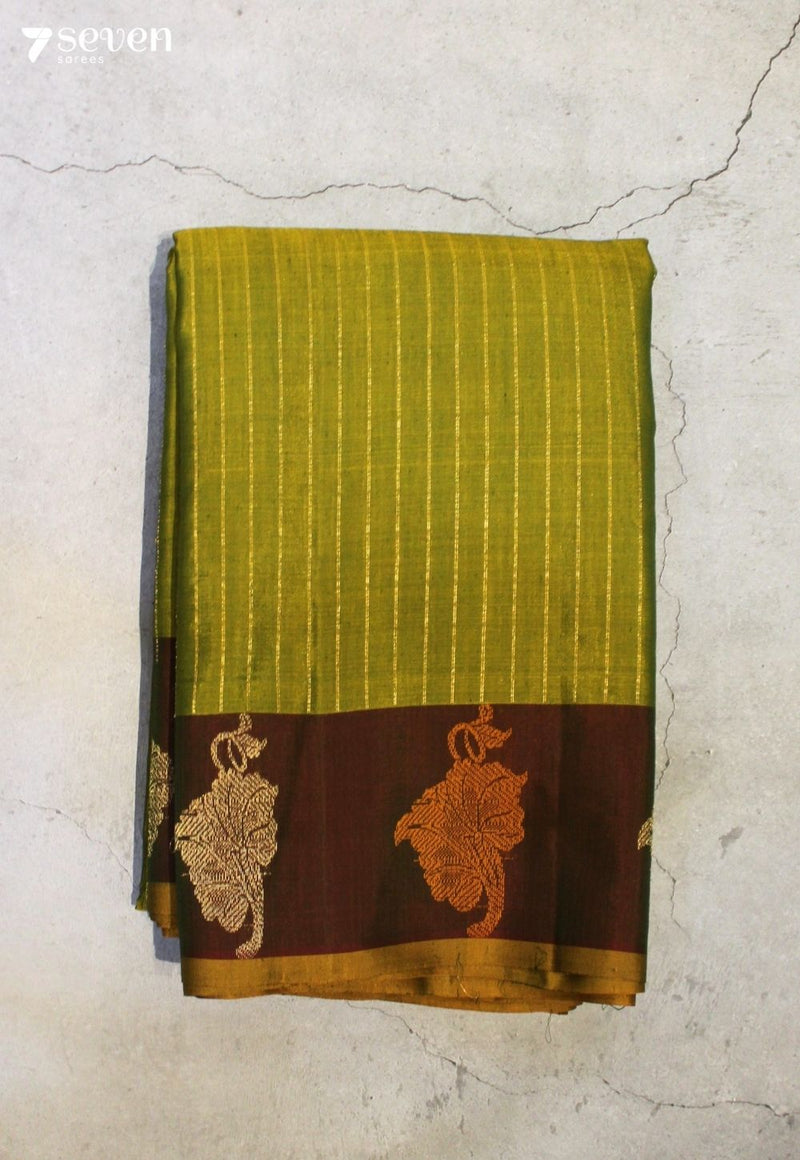 Kumirra Signature Seven Handloom Green Bangalore Pure Silk Cotton Saree