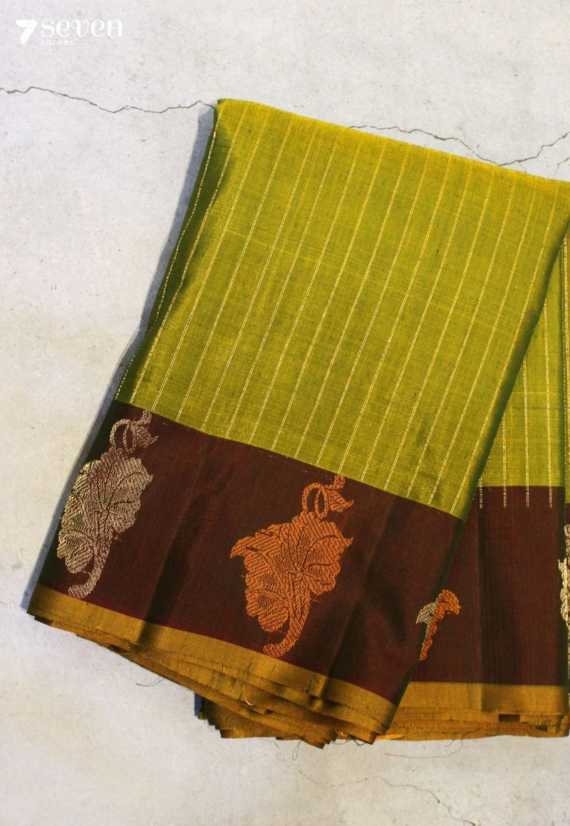 Kumirra Signature Seven Handloom Green Bangalore Pure Silk Cotton Saree