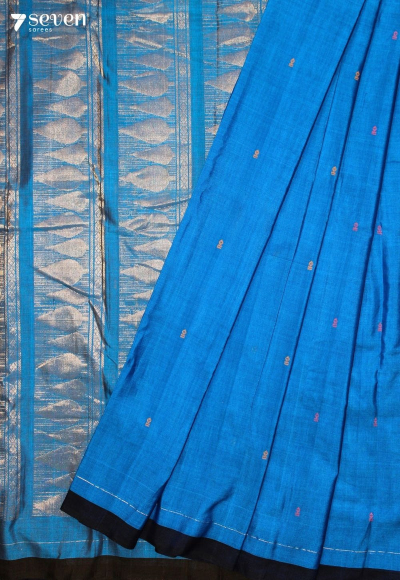 Varenya Signature Seven Handloom Blue Bangalore Pure Cotton Saree