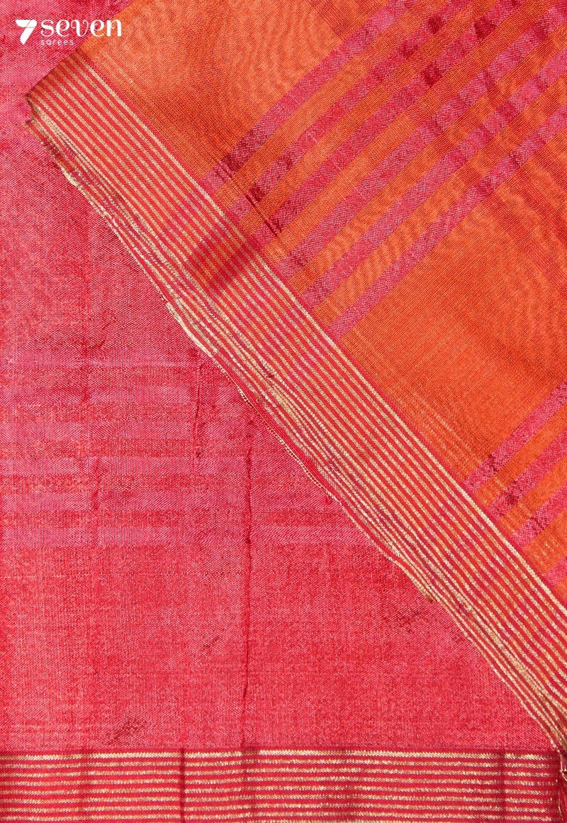 Mihara Maheshwari Handloom Red Silk Cotton Saree