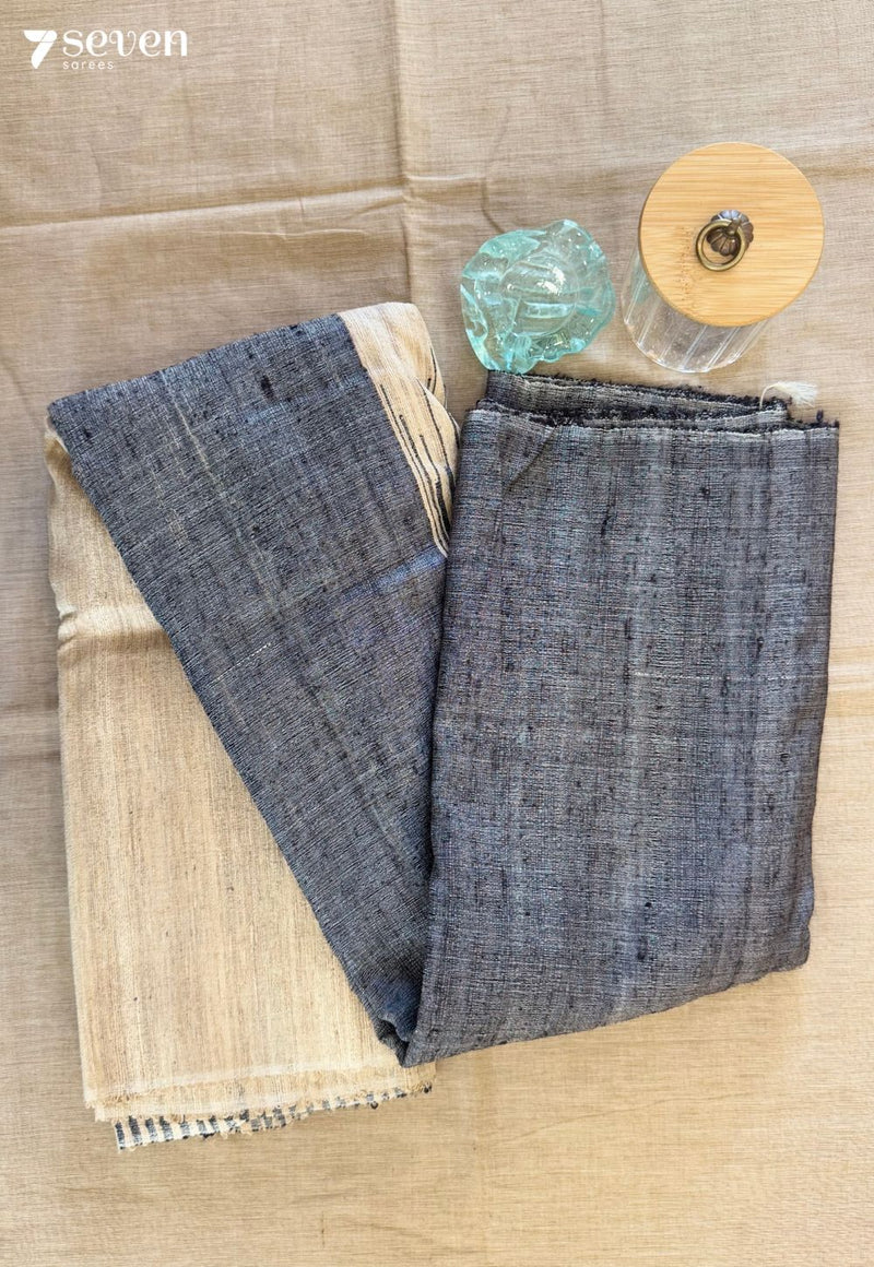 GreyThorn Chattisgarh Natural Grey Pure Tussar Silk Saree | Silk Mark Certified