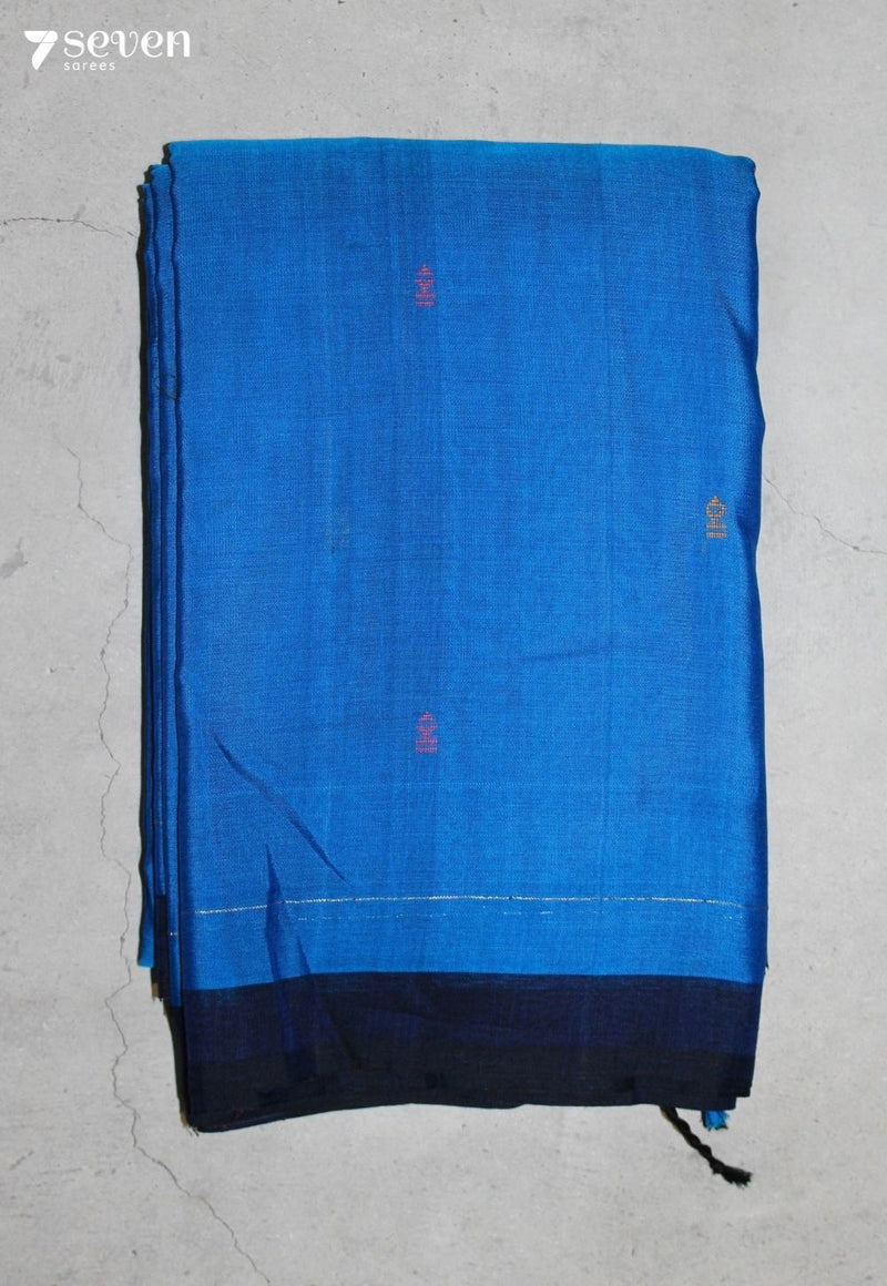 Varenya Signature Seven Handloom Blue Bangalore Pure Cotton Saree