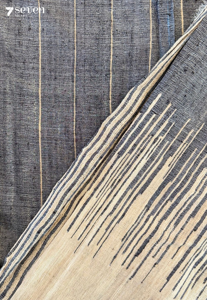 GreyThorn Chattisgarh Natural Grey Pure Tussar Silk Saree | Silk Mark Certified