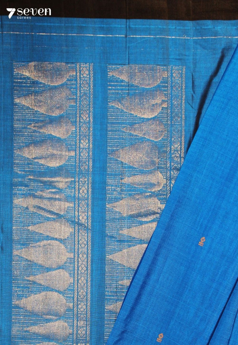 Varenya Signature Seven Handloom Blue Bangalore Pure Cotton Saree