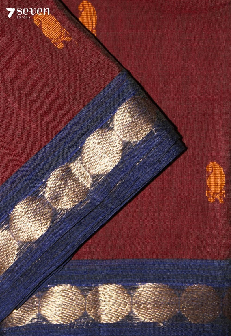 Yavetha Signature Seven Handloom Brown Bangalore Pure Cotton Saree