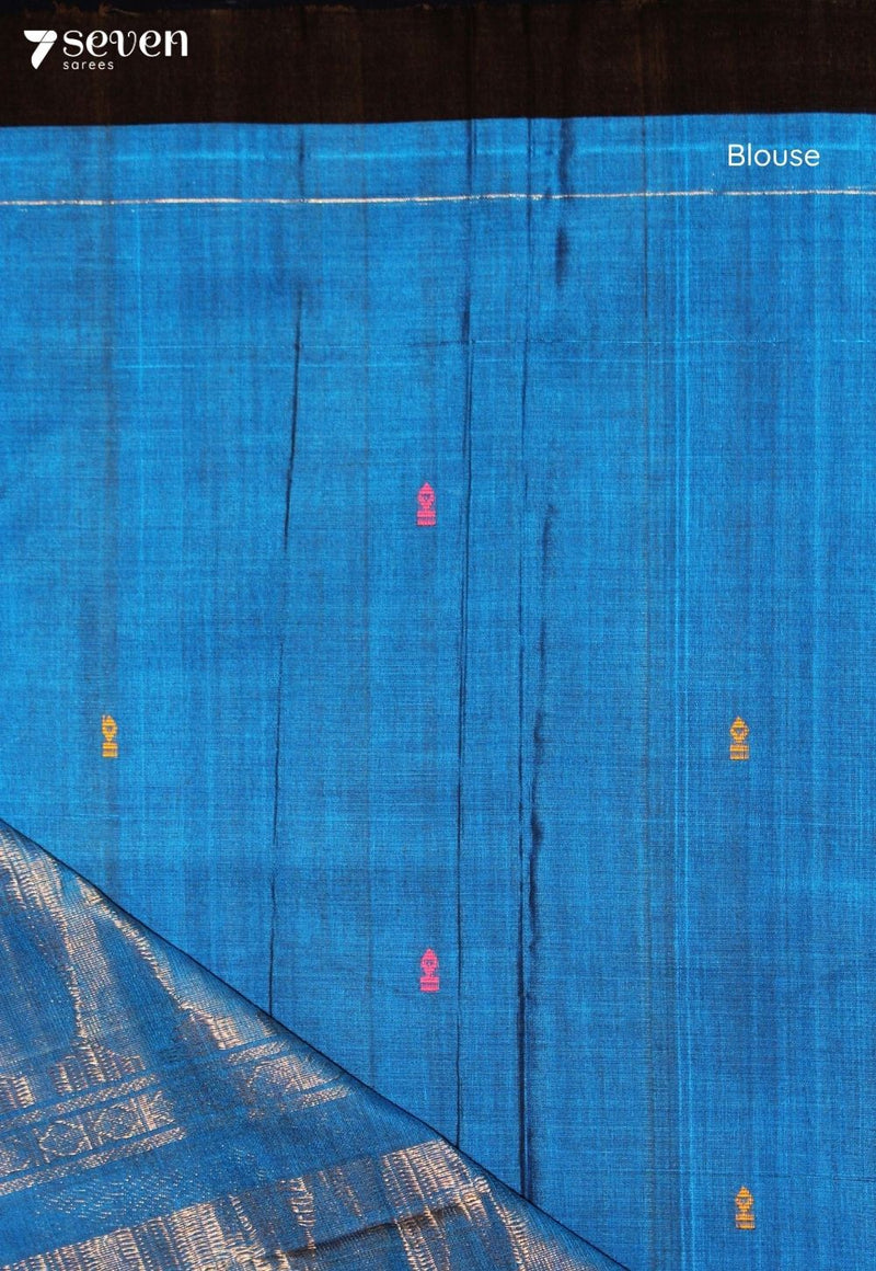 Varenya Signature Seven Handloom Blue Bangalore Pure Cotton Saree