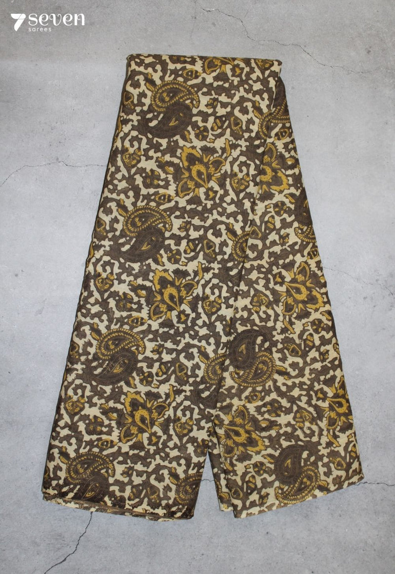 Kanthavi Jaipur Brown Hand Block Printed Vegetable Dyed 100% Cotton Saree