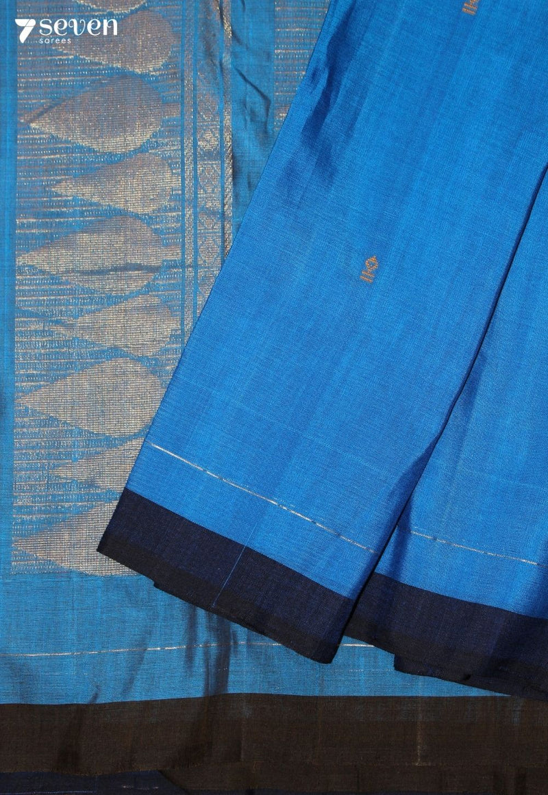 Varenya Signature Seven Handloom Blue Bangalore Pure Cotton Saree