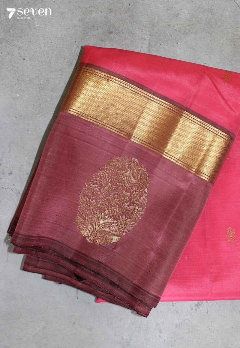 Chayira Signature Seven Handloom Pink Bangalore Pure Silk Saree|Silk Mark Certified