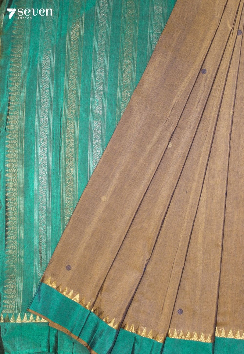 Goravi Signature Seven Handloom Brown Bangalore Pure Silk Cotton Saree