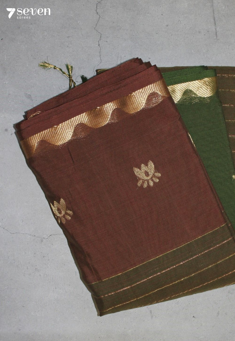 Rayanvi Signature Seven Handloom Green Bangalore Pure Cotton Saree