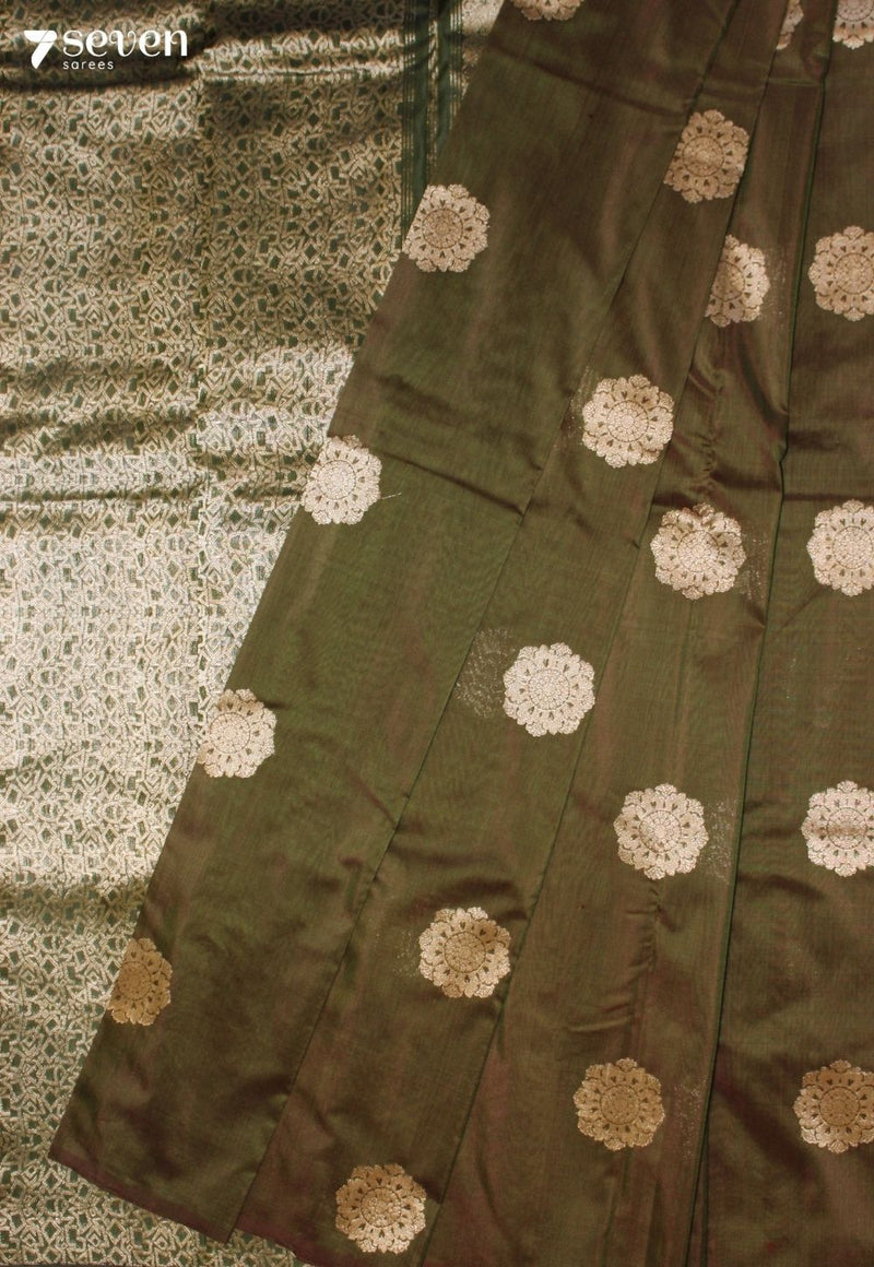 Maalira Signature Seven Handloom Green Bangalore Pure Silk Cotton Saree