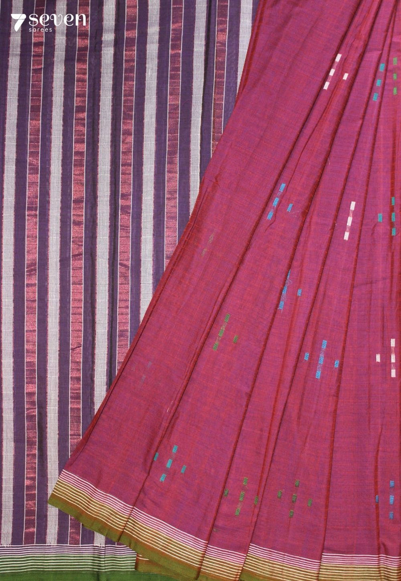 Meranthi Signature Seven Handloom Purple Bangalore Pure Cotton Saree