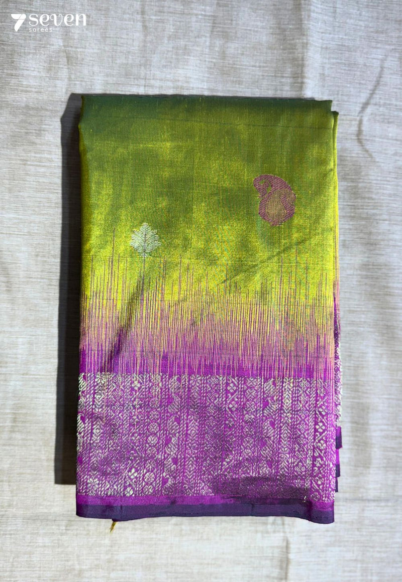 Mango Rose Signature Seven Handloom Yellow Bangalore Pure Silk Saree|Silk Mark Certified