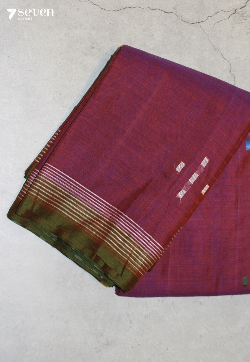 Meranthi Signature Seven Handloom Purple Bangalore Pure Cotton Saree