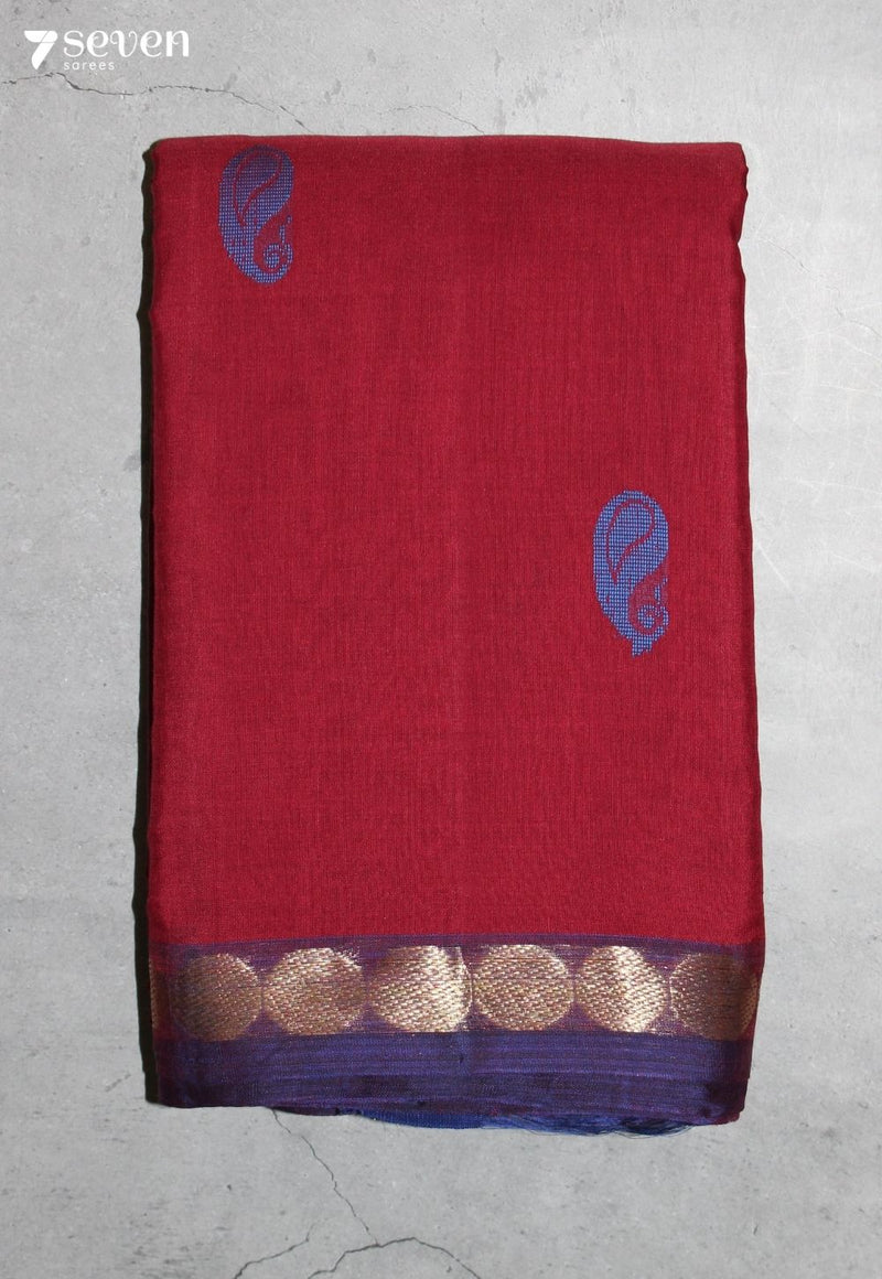 Veyani Signature Seven Handloom Red Bangalore Pure Cotton Saree
