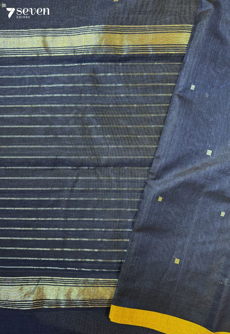 Wricha Signature Seven Handloom Navy Blue Bangalore Silk Cotton Saree