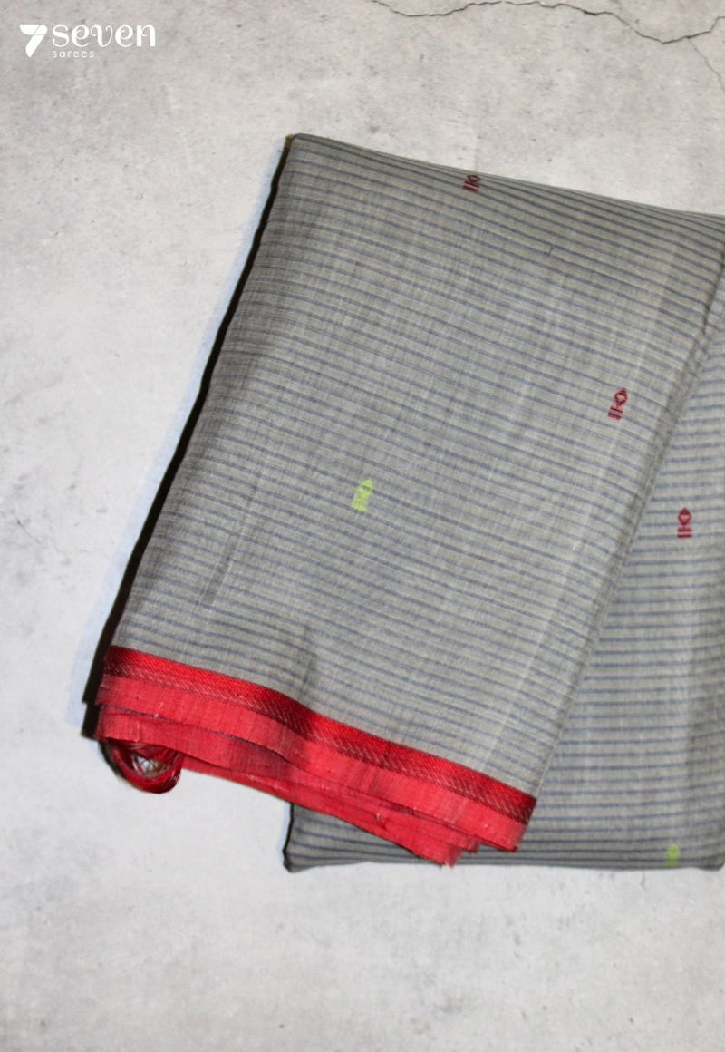 Dharusha Signature Seven Handloom Grey Bangalore Pure Cotton Saree