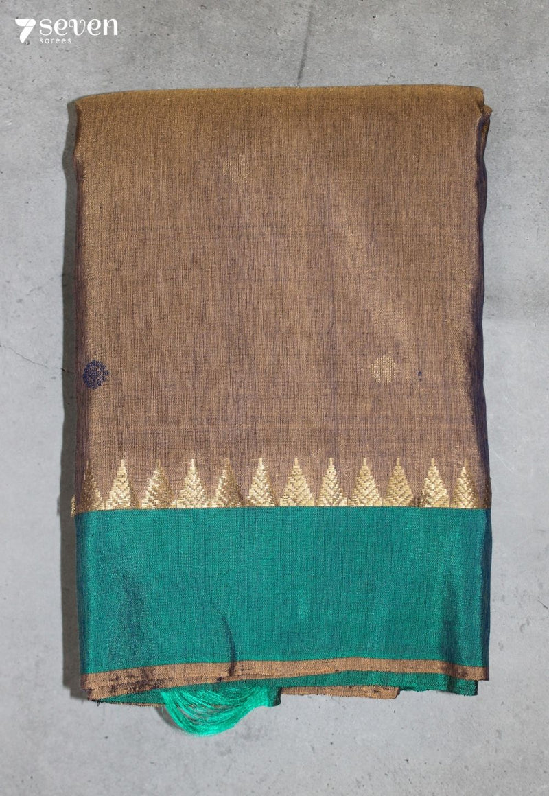 Goravi Signature Seven Handloom Brown Bangalore Pure Silk Cotton Saree
