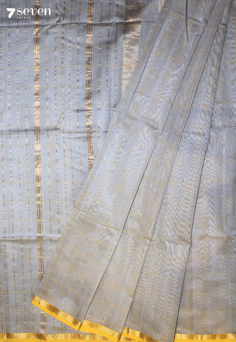Bhanaya Maheshwari Handloom Blue Silk Cotton Saree