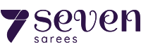 Horizontal logo of Seven Sarees in purple color.