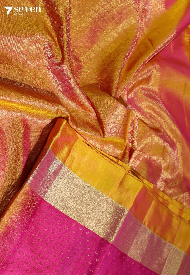 A Million Dew Drops Signature Seven Handloom Pink Bangalore Pure Silk Saree|Silk Mark Certified - Seven Sarees - Saree - Seven Sarees