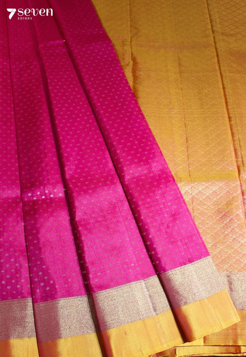 A Million Dew Drops Signature Seven Handloom Pink Bangalore Pure Silk Saree|Silk Mark Certified - Seven Sarees - Saree - Seven Sarees